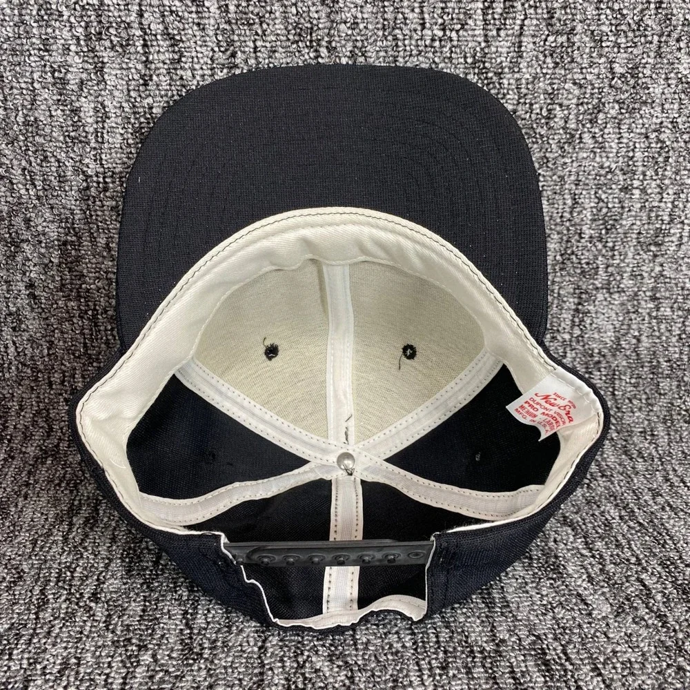 Vtg 80s New Era Pro Model Top Gun Hat DuPont Visor Navy Oval Patch Snapback USA